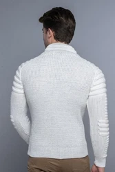CARISMA Strickpullover mit Schalkragen Grau/Creme/Weiß