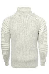 CARISMA Strickpullover mit Schalkragen Grau/Creme/Weiß