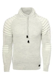 Strickpullover mit Schalkragen und gerippten rmeln