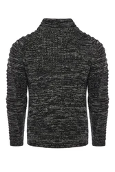 CARISMA Strickpullover mit Schalkragen Schwarz/Dunkelgrau/Grau
