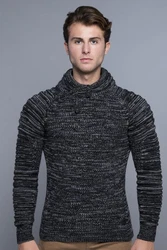 CARISMA Strickpullover mit Schalkragen Schwarz/Dunkelgrau/Grau