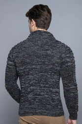 CARISMA Strickpullover mit Schalkragen Schwarz/Dunkelgrau/Grau