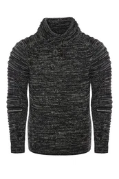 Strickpullover mit Schalkragen und gerippten rmeln