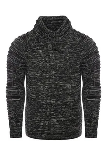 CARISMA Strickpullover mit Schalkragen Schwarz/Dunkelgrau/Grau