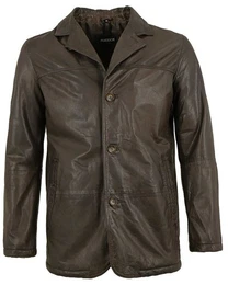 Lederjacke - Herren Lederjacke Sakko Lammnappa dunkelbraun