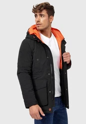 Indicode Kurzmantel Waters Schwarz/Orange