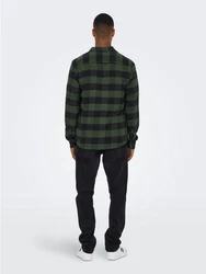 ONLY & SONS Langarmhemd Freizeit Karohemd Holzfäller (4628) dunkelgrün/schwarz