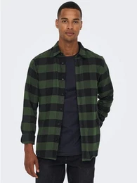 Langarmhemd Freizeit Karohemd Holzfller Kariertes Flanellhemd (1-tlg) 4628 in Khaki