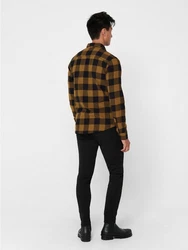 ONLY & SONS Langarmhemd Freizeit Karohemd Holzfäller (4628) hellbraun/schwarz