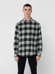 ONLY & SONS Langarmhemd Freizeit Karohemd Holzfäller (4628) Schwarz/Weiß (4628)