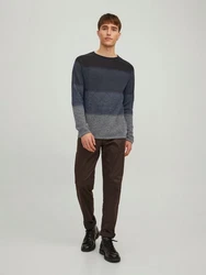 Jack & Jones Rundhalspullover Dunkelblau/Grau/Dunkelgrau/Schwarz