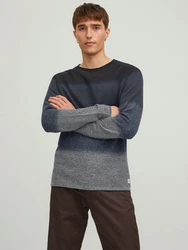 Jack & Jones Rundhalspullover Dunkelblau/Grau/Dunkelgrau/Schwarz