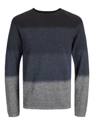 Jack & Jones Rundhalspullover Dunkelblau/Grau/Dunkelgrau/Schwarz
