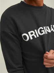 Jack & Jones Sweatshirt Basic Sweater Langarm Shirt Rundhals Pullover JORCLEAN (4672) Schwarz (4672)