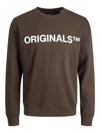 Sweatshirt Basic Sweater Langarm Shirt Rundhals Pullover JORCLEAN 4672 in Braun