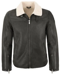 Lederjacke Pullman - Herren Lederjacke Lammleder Webpelz anthra