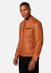 RICANO Lederjacke Emmo Braun/Orange/Beige