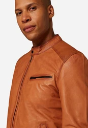 RICANO Lederjacke Emmo Braun/Orange/Beige