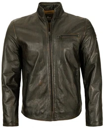 Lederjacke Nilo - Herren Lederjacke Lammnappa schwarz antik