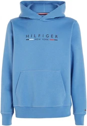 Tommy Hilfiger Hoodie Hilfiger New York Hoody mit Kängurutasche Hellblau/Blau