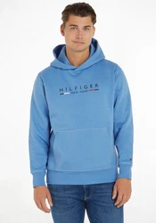 Tommy Hilfiger Hoodie Hilfiger New York Hoody mit Kängurutasche Hellblau/Blau
