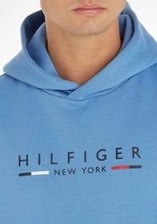 Tommy Hilfiger Hoodie Hilfiger New York Hoody mit Kängurutasche Hellblau/Blau