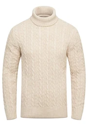 Rollkragenpullover CRMUS Grobstrick Zopf-Muster