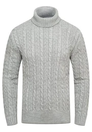 Rollkragenpullover CRMUS Grobstrick Zopf-Muster