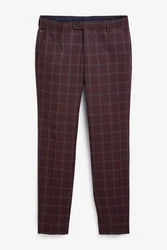 Next Karierter Anzug mit Besatz Skinny-Fit-Hose Dunkelrot/Bordeaux/Lila/Rot