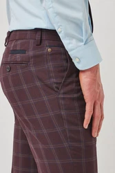 Next Karierter Anzug mit Besatz Skinny-Fit-Hose Dunkelrot/Bordeaux/Lila/Rot