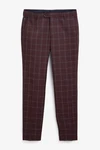Next Karierter Anzug mit Besatz Skinny-Fit-Hose Dunkelrot/Bordeaux/Lila/Rot