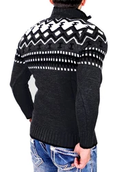 Reslad Herren Strickpullover Crewneck Zipper Norweger Pullover RS-3110 RS-3110