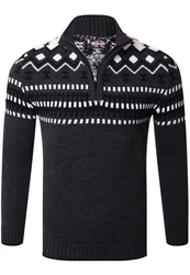 Reslad Herren Strickpullover Crewneck Zipper Norweger Pullover RS-3110 RS-3110