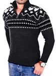 Reslad Herren Strickpullover Crewneck Zipper Norweger Pullover RS-3110 RS-3110