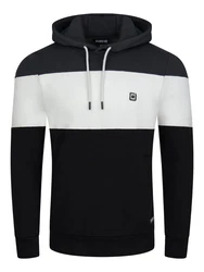 riverso Herren Kapuzenpullover RIVRemo RIVJamie Hoodie Sweatshirt Creme/Schwarz/Weiß