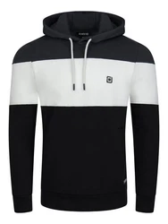 riverso Herren Kapuzenpullover RIVRemo RIVJamie Hoodie Sweatshirt Creme/Schwarz/Weiß