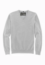 V-Ausschnitt-Pullover Pullover - Casual Fit - V-Ausschnitt - Einfarbig - Grau (1-tlg)
