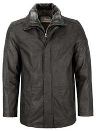 Lederjacke Carlson - Herren Lederjacke Longjacke Ziegenleder schwarz