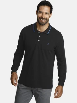 Jan Vanderstorm Langarm-Poloshirt ELLIS Rot/Schwarz/Hellblau