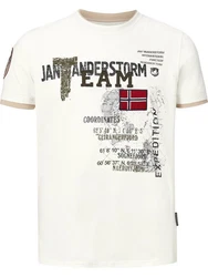 Jan Vanderstorm T-Shirt SLVE Creme/Schwarz/Khaki/Grau