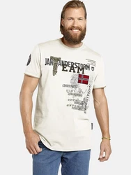 Jan Vanderstorm T-Shirt SLVE Creme/Schwarz/Khaki/Grau