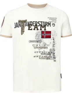 Jan Vanderstorm T-Shirt SLVE Creme/Schwarz/Khaki/Grau