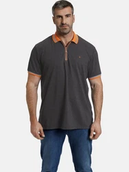 Charles Colby Poloshirt EARL PAT Dunkelgrau/Grau/Braun/Gelb/Beige