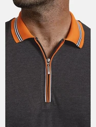 Charles Colby Poloshirt EARL PAT Dunkelgrau/Grau/Braun/Gelb/Beige