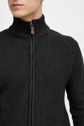 !Solid Strickjacke SDXenos Cardigan mit Troyerkragen Schwarz/Dunkelgrau/Grau