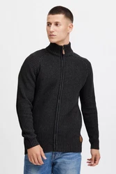 !Solid Strickjacke SDXenos Cardigan mit Troyerkragen Schwarz/Dunkelgrau/Grau