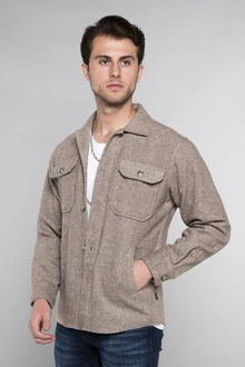 CARISMA Langarmhemd Hemdjacke Beige/Braun/Grau