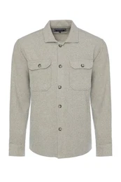 Langarmhemd Hemdjacke mit Seitentaschen mit Unimuster