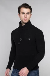 CARISMA Herren Pullover Strickpullover mit Kragen (7576) Schwarz