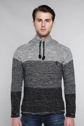 CARISMA Herren Pullover Strickpullover mit Kragen (7576) Grau/Hellblau/Dunkelblau